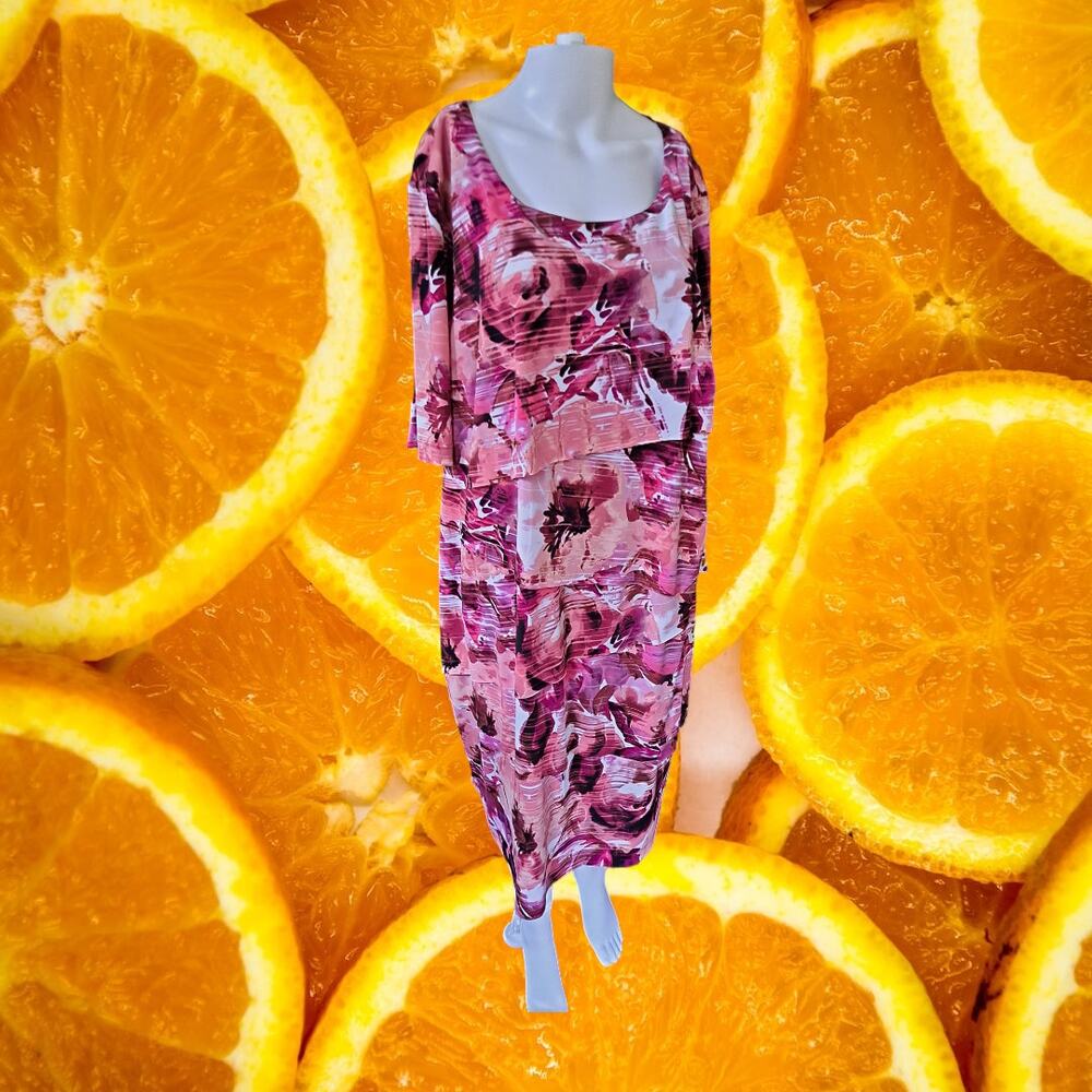 Connected Apparel Short Sleeve Pink Floral Dress Size 18W